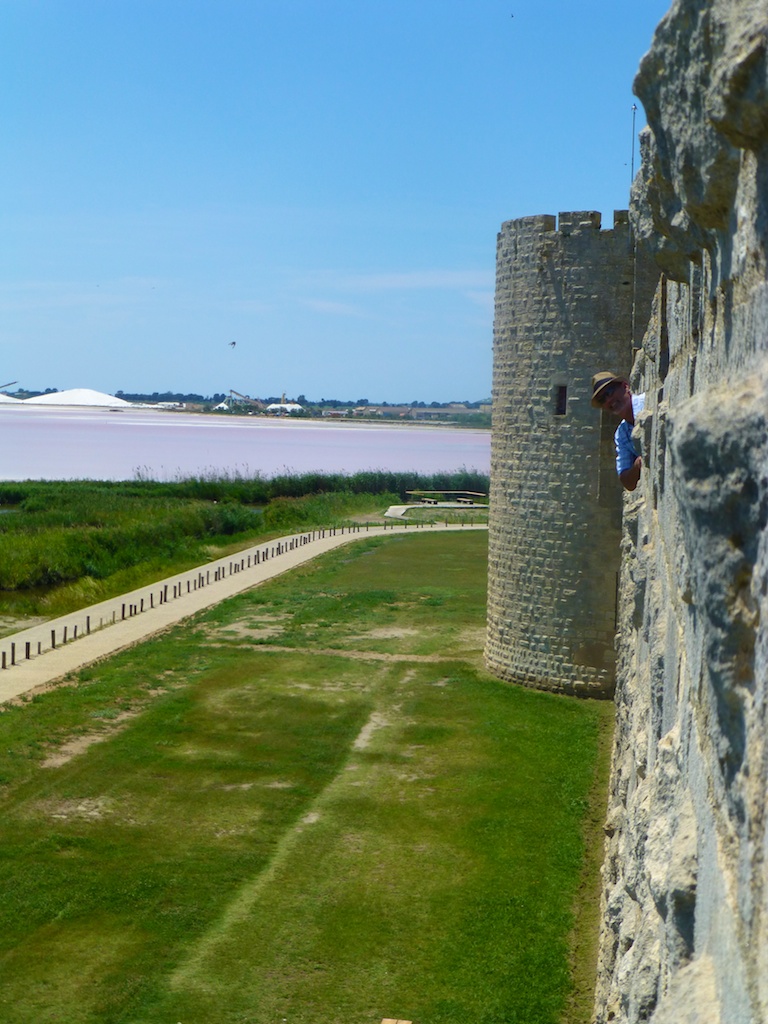 At ramparts of the walled Medieval city of Aigues-Mortes, Camargue, France