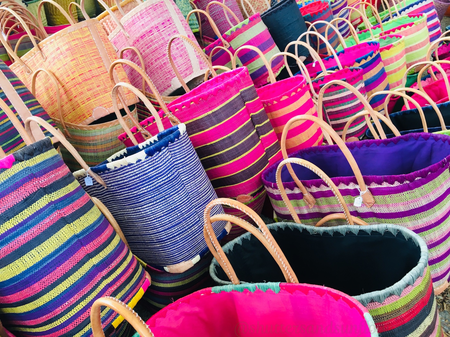 Baskets in the Lourmarin market, Lourmarin,