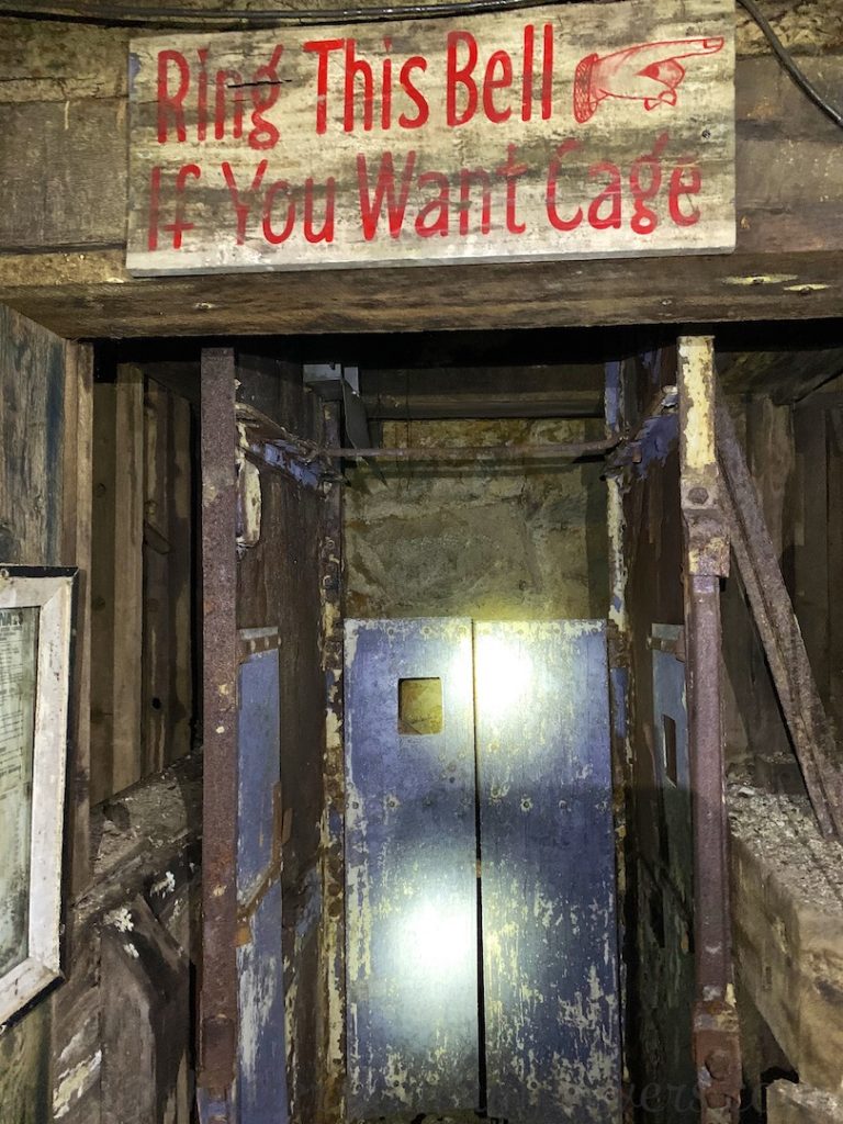 Cage elevator inside the Orphan Mine in Butte, Montana, USA