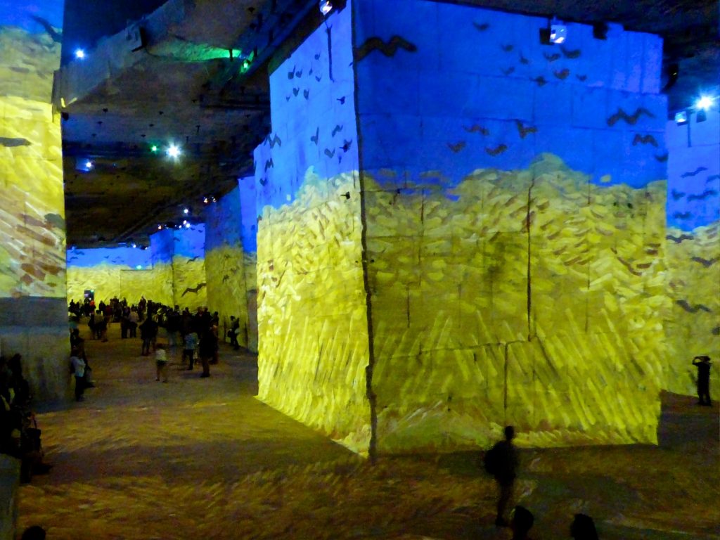 Carrières de Lumières 2019, wheatfield with crows by Van Gogh