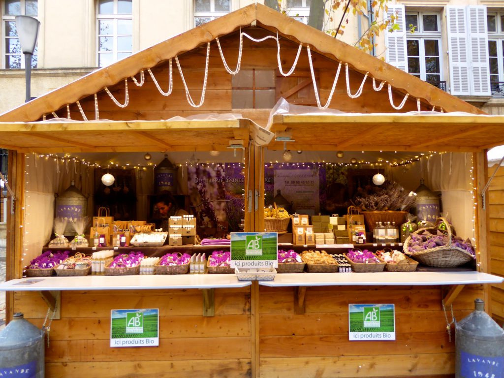 Christmas market stall in Aix-en-Provence