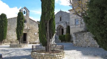 Church square in Les Baux-de-Provence, Provence, France