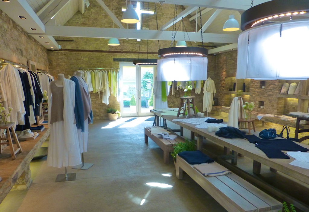 Clothing shop barn at Daylesford Barns in the Cotswolds