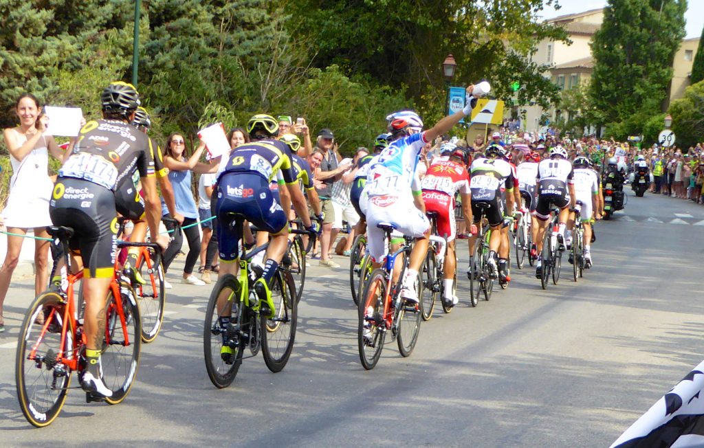 Cyclists in Lourmarin, Tour de France 2017