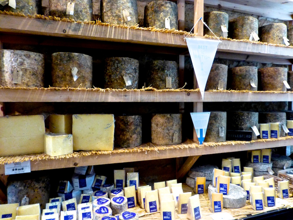 English cheese for sale at Daylesford Barns in the Cotswolds