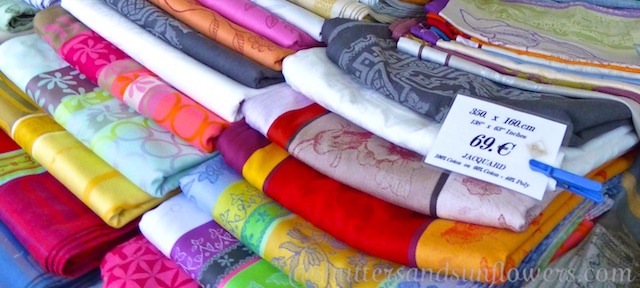 French table linens in Lourmarin market