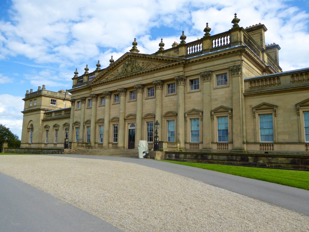 Front of Harewood House, Yorkshire, England, film location for 'VICTORIA'