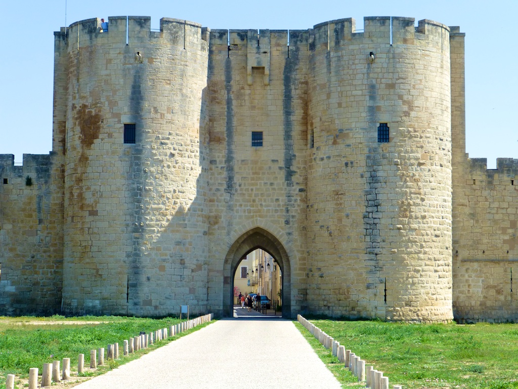 Gates to the walled Medieval city of Aigues-Mortes, Camargue, France