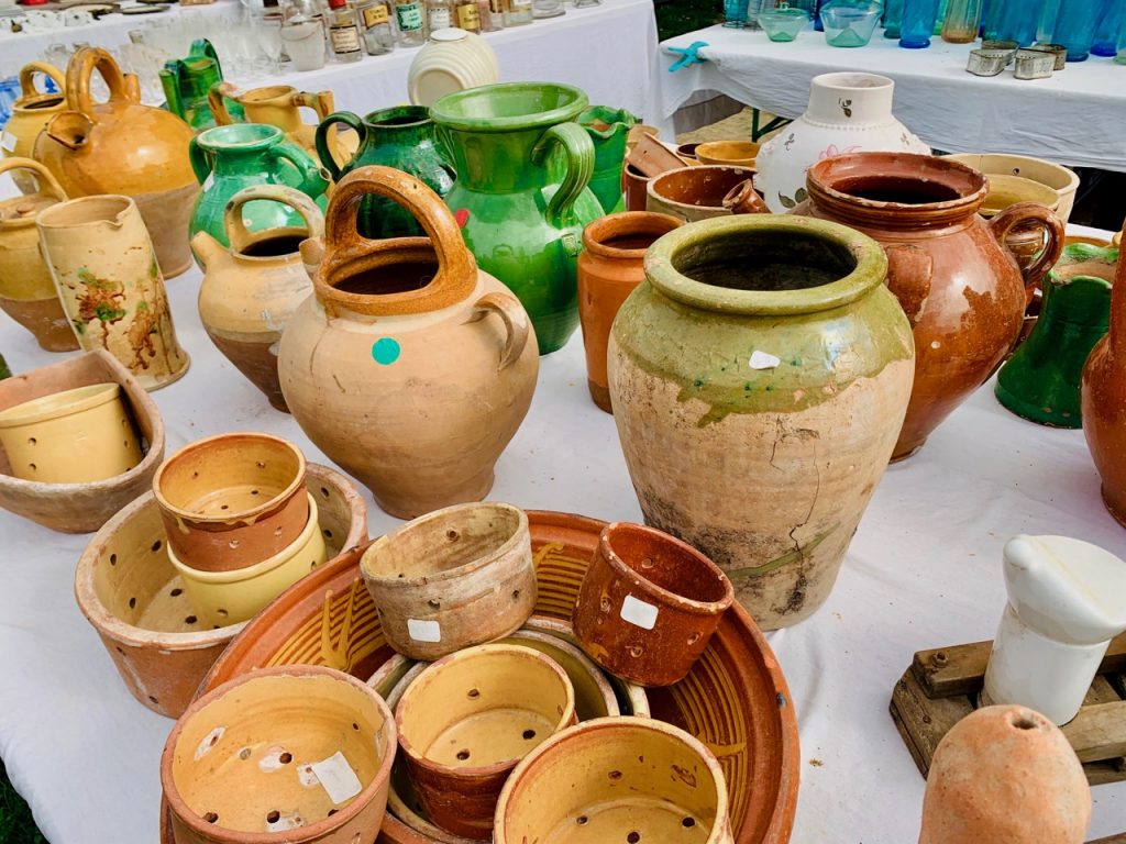 Pottery for Sale at l'Isle sur la Sorgue Antiques market, Luberon, Vaucluse, Provence