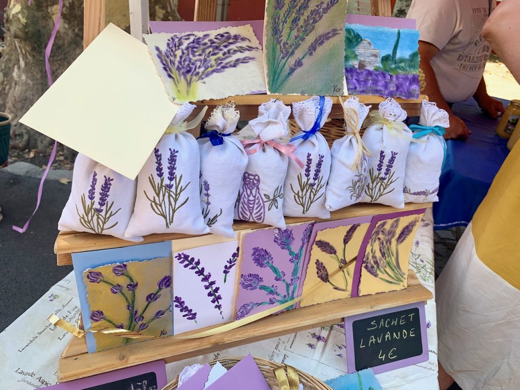 Lavender sachets for sale the Apt Lavender Festival, Apt, Luberon, Vaucluse, Provence, France