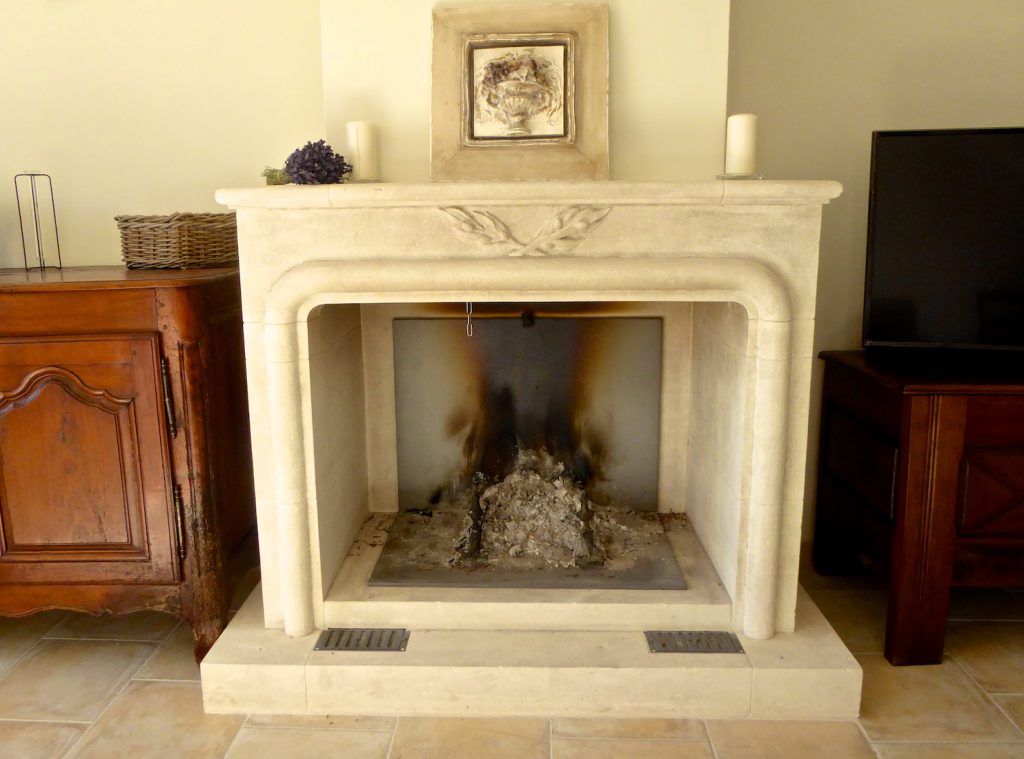 Lourmarin fireplace in our house in Provence