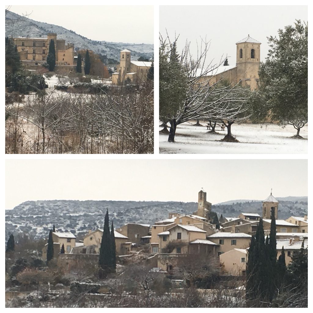 Lourmarin in the snow at Christmas