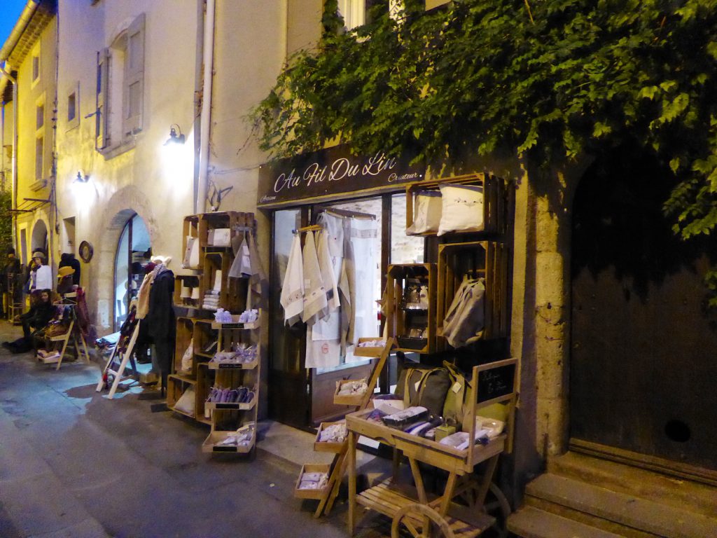 Lourmarin street at Christmas at dusk, Luberon, Provence, France