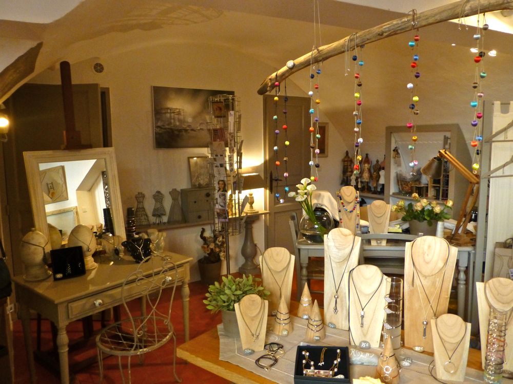 Inside Mizso, jewelry shop in Lourmarin, Vaucluse, Luberon Valley, Provence, France