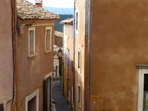 Ochre coloured buildings in Rousillon Provence, France