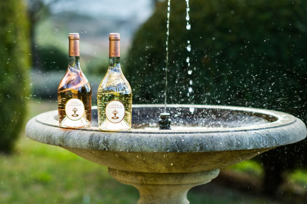 Rosé & white wine at Le Château Constantin, Lourmarin, Luberon, Vaucluse, Provence, France