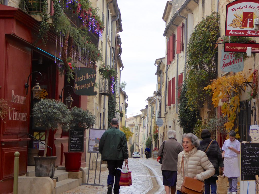 Rue du Grand Bourgade, Uzes at Christmas, Languedoc Roussillon, France