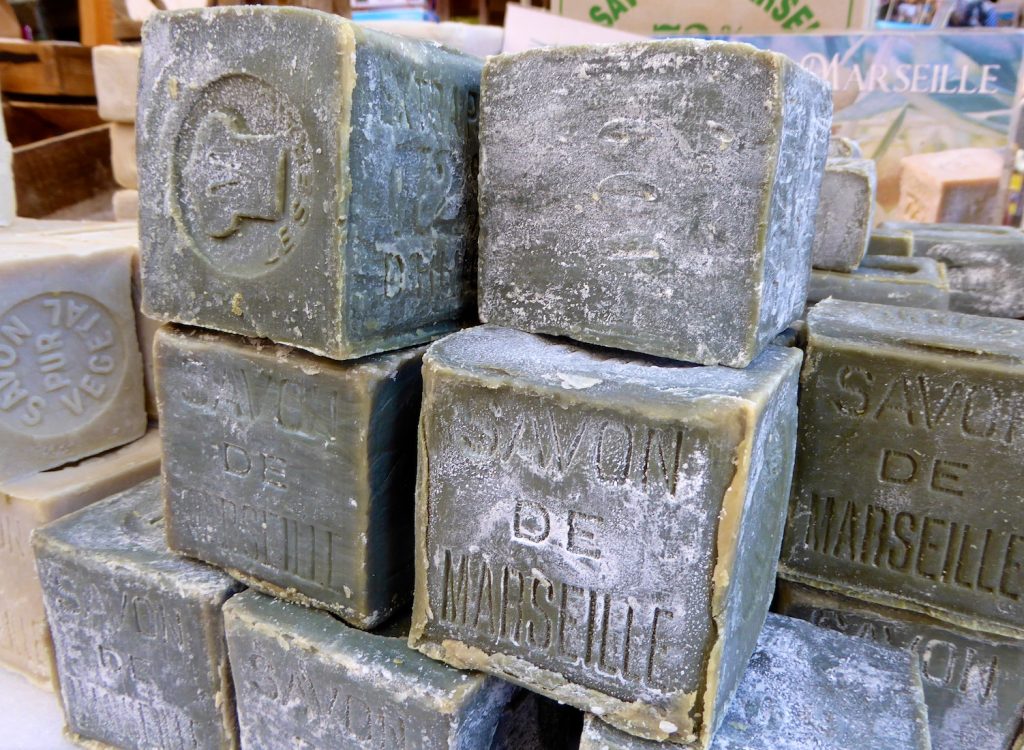 Savon de Marseille at the Lourmarin market, Lourmarin, Luberon, Provence, France