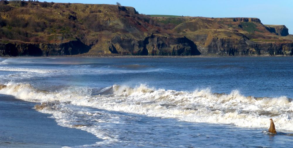 Sea at Sandsend beach, Whitby, North Yorkshire, UK