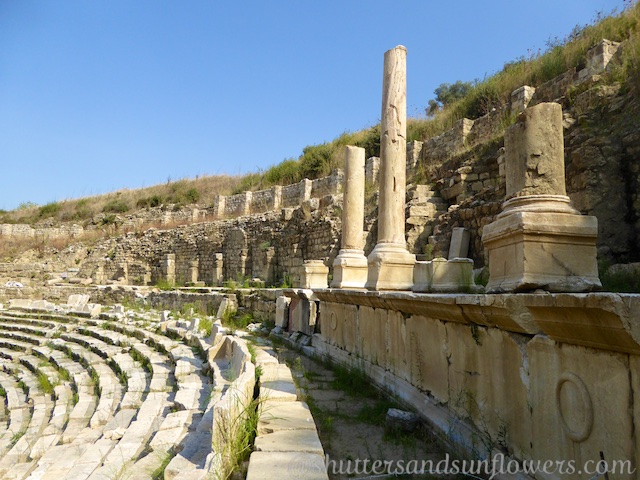 The seating and columns at the Stadium at Magnesia, Turkey