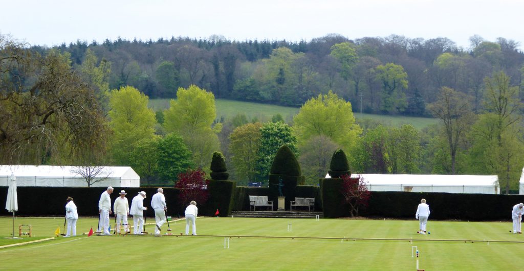 Springtime in England playing lawn bowls