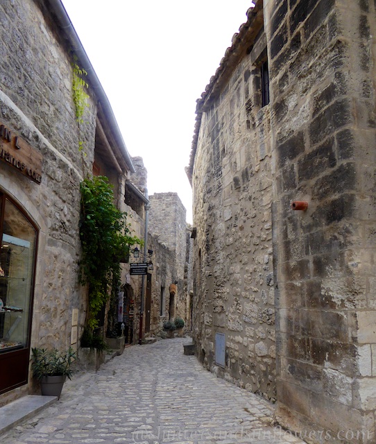 Cobbled streets of the Provencal perched village of Les Baux-de-Provence