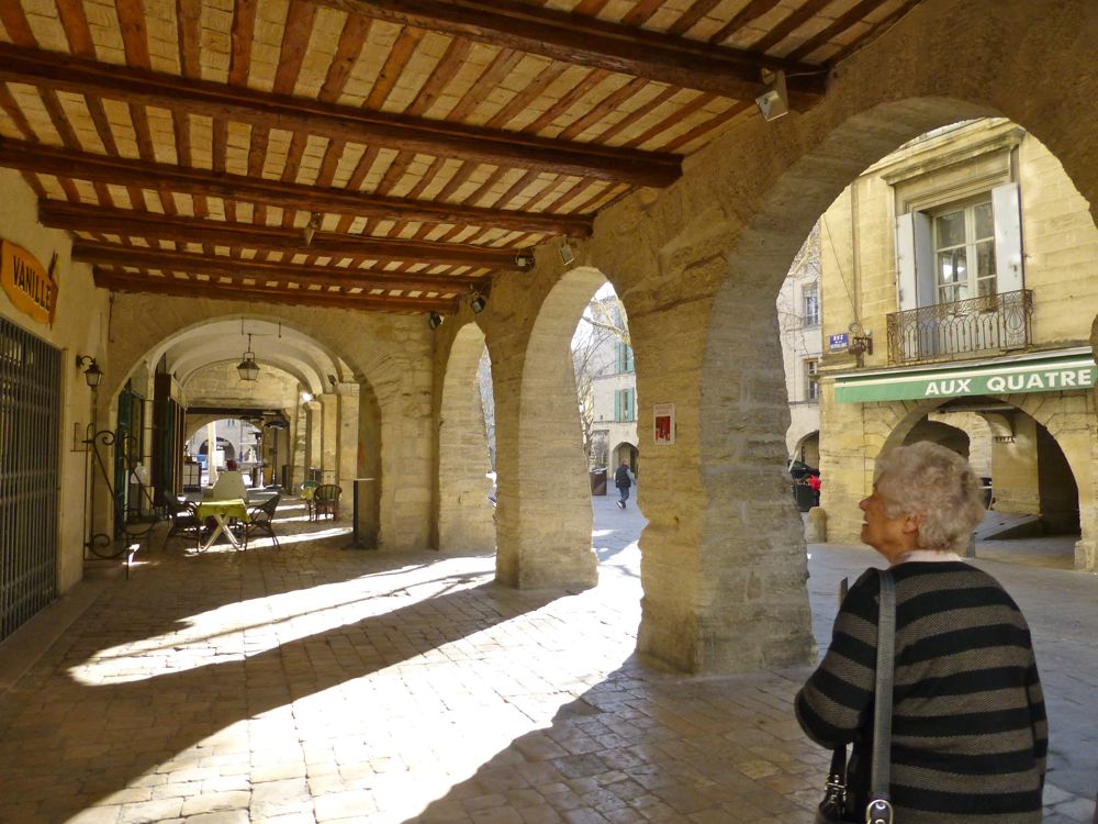 The arches of Place aux Herbes, Uzes,in February