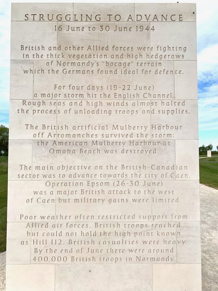 Struggling to Advance 16-30 June 1944,British Normandy Memorial, Vers-sur-Mer, Normandy, France