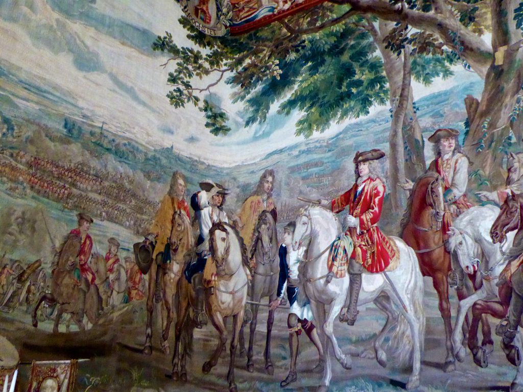 Tapestry of the Battle of Blenheim which hags at Blenheim Place Woodstock, Oxfordshire