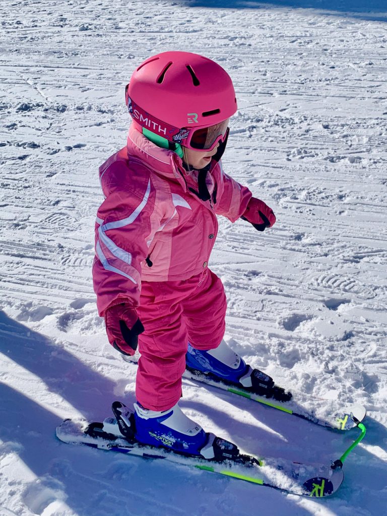 Teaching 2 year old to ski at Northstar California