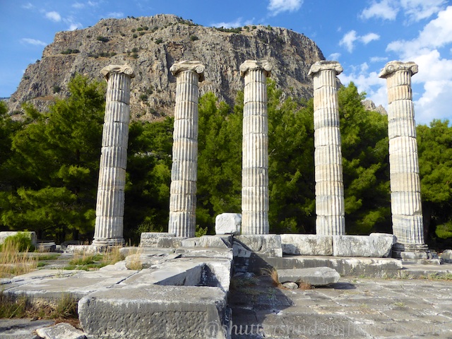 The Temple of Athena at the Greek ruins of Priene, Turkey