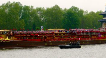 The Royal Barge at Queen Elizabeth's Diamond Jubilee, River Thames, London, England