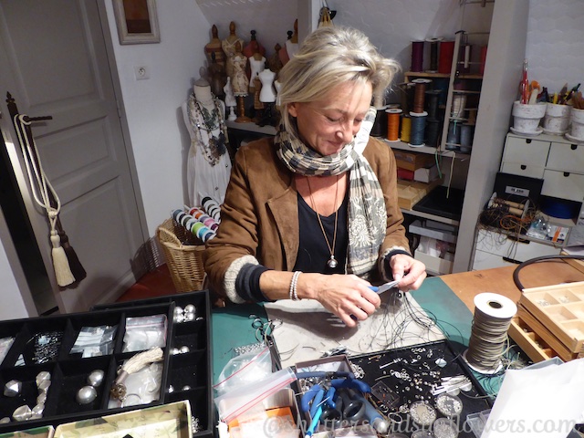 Valerie making her jewelry at Mizso, Lourmarin, Luberon, Provence, France