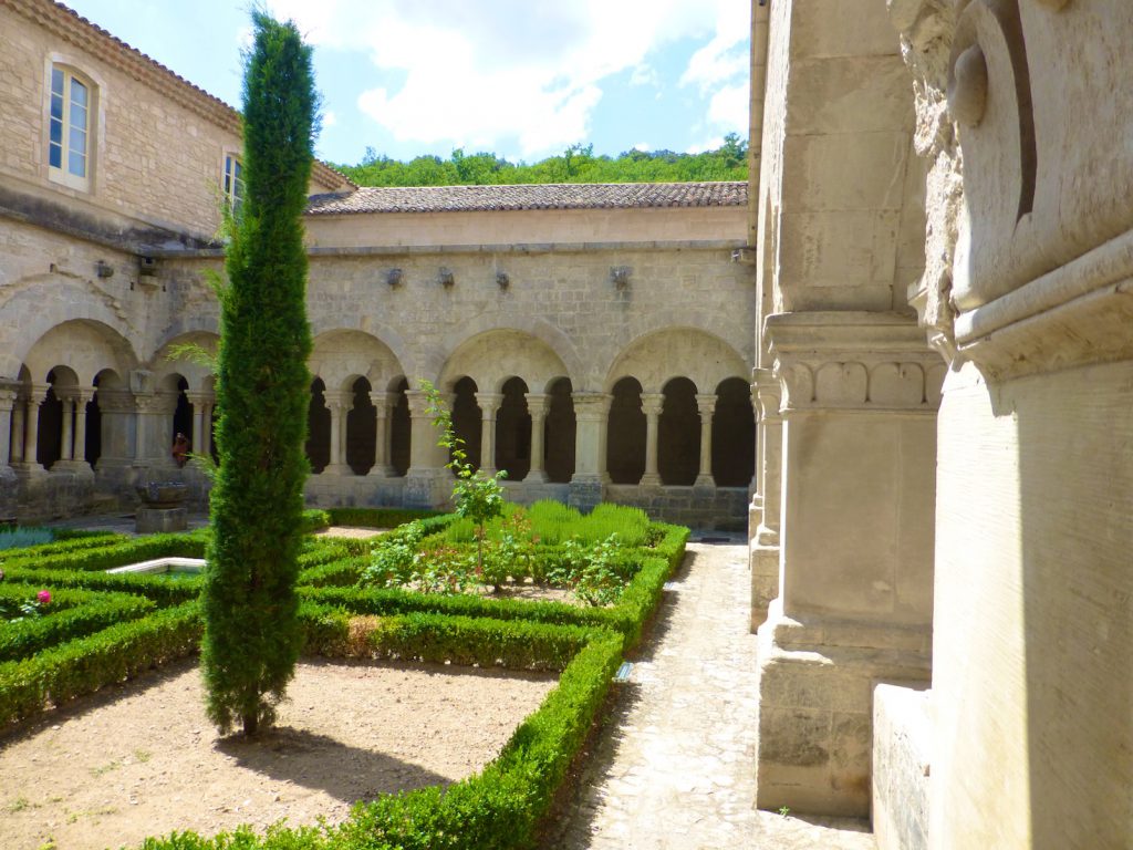 View at the cloisters of l'Abbaye Notre-Dame de Sénanque, Provence, France