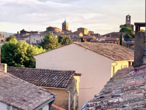 View of Lourmarin from terrace at our village house for rent in Lourmarin