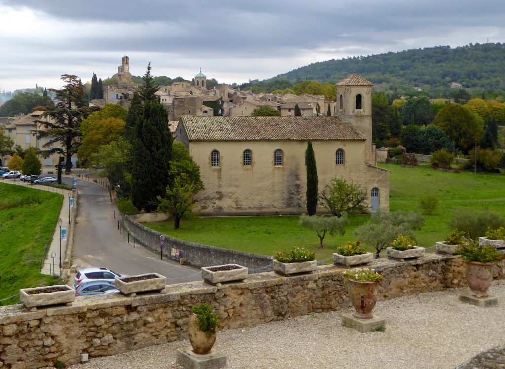 View from the courtyard at Lourmarin chateau, Lourmarin, Luberon, Vaucluse, Provence France