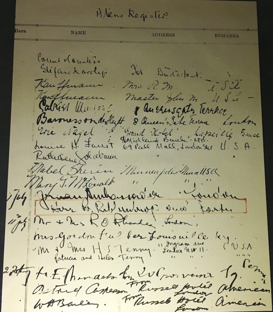 Von Ribbentrop's signature on The Spread Eagle Hotel's Register July 1939, Midhurst, Sussex England